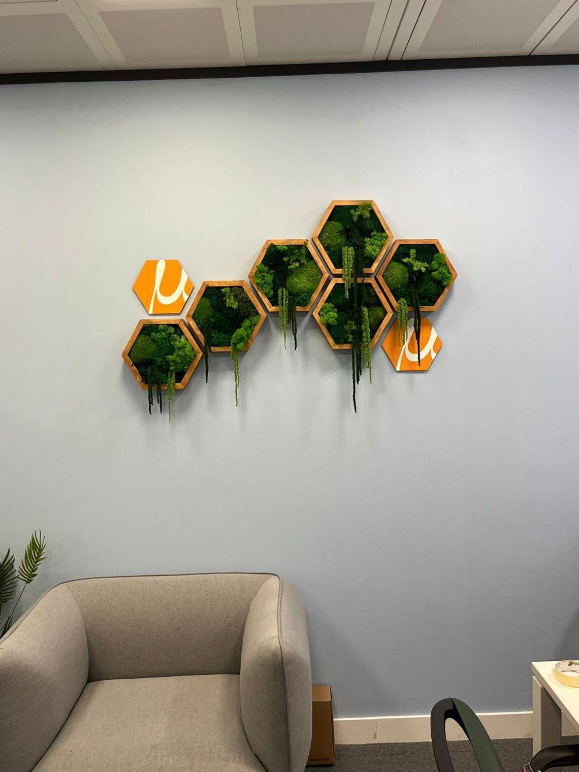 Moos-Hexagon am Hunnegkuch-Design